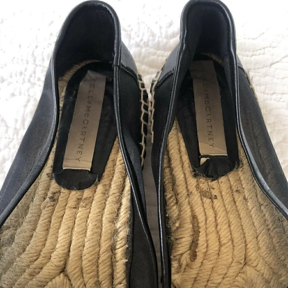 Stella McCartney Black Leather & Mesh Espadrilles Sz 40 US 9.5